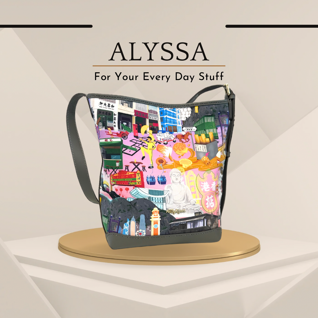 《手縫皮系列》 Alyssa bag - 香港街景 / GY