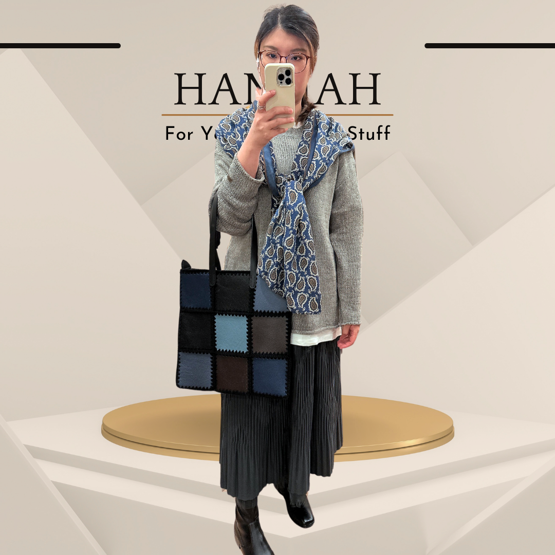 《手鉤真皮系列》 Hannah bag - Blue