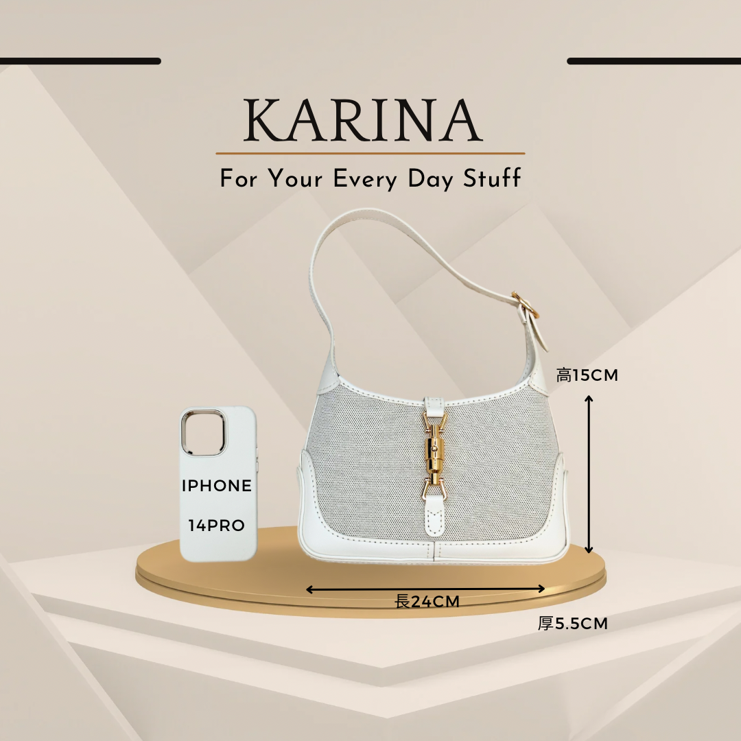 《手縫皮系列》Karina bag - 黑蛇皮/黑皮