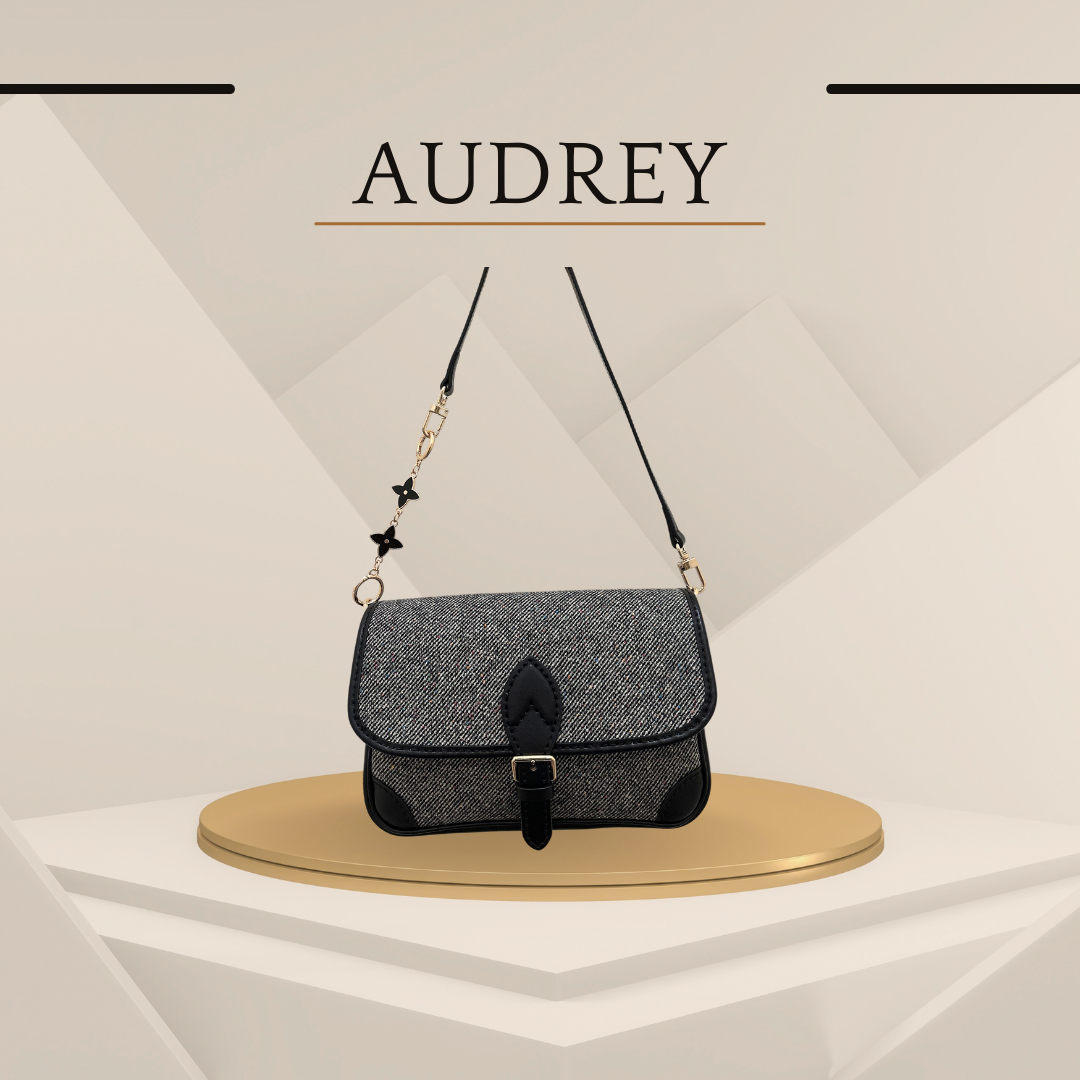 《手縫皮系列》 Audrey bag - Mixed Tweed (現)