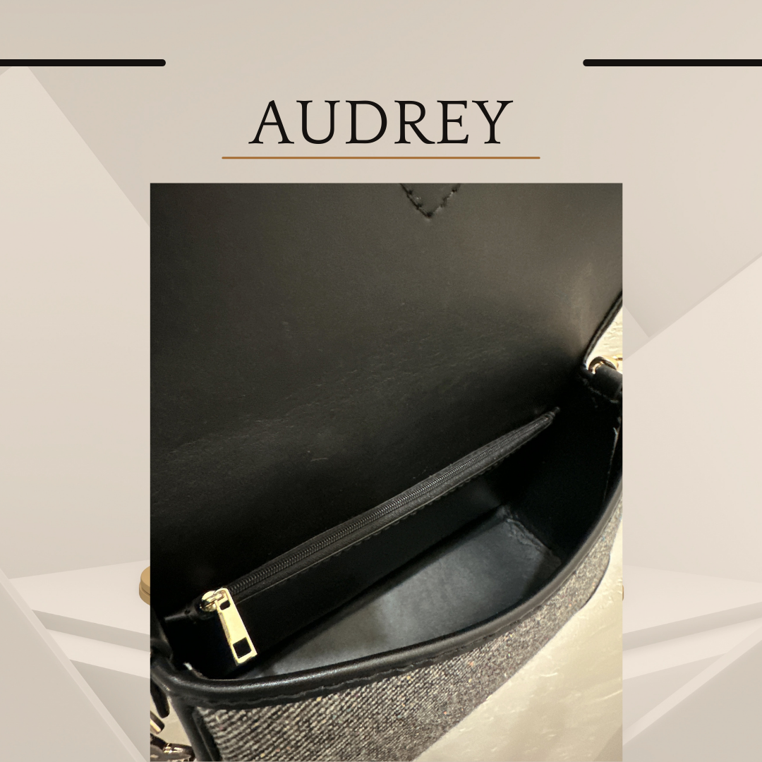 《手縫皮系列》 Audrey bag - Mixed Tweed (現)