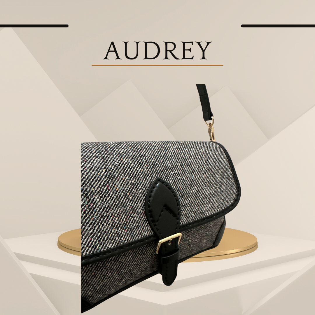 《手縫皮系列》 Audrey bag - Mixed Tweed (現)