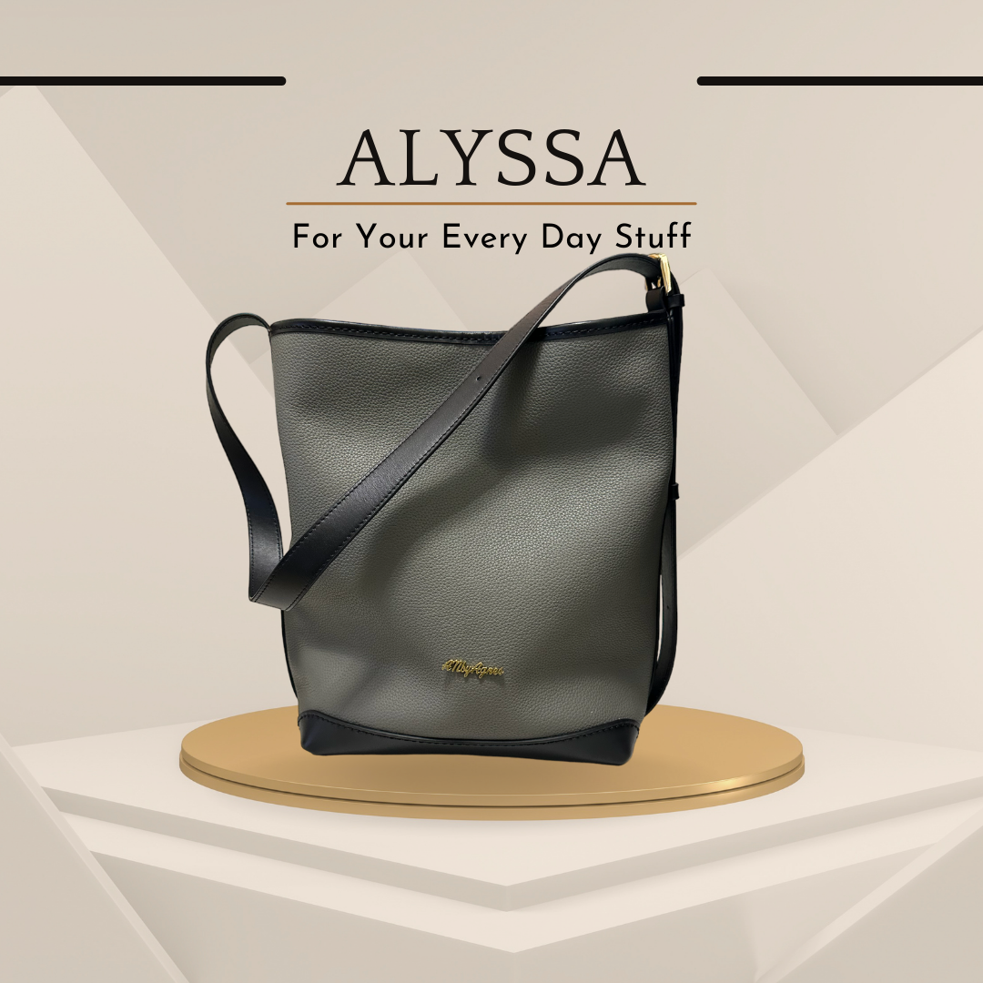 《手縫皮系列》 Alyssa bag - Grey leather / BK (現)