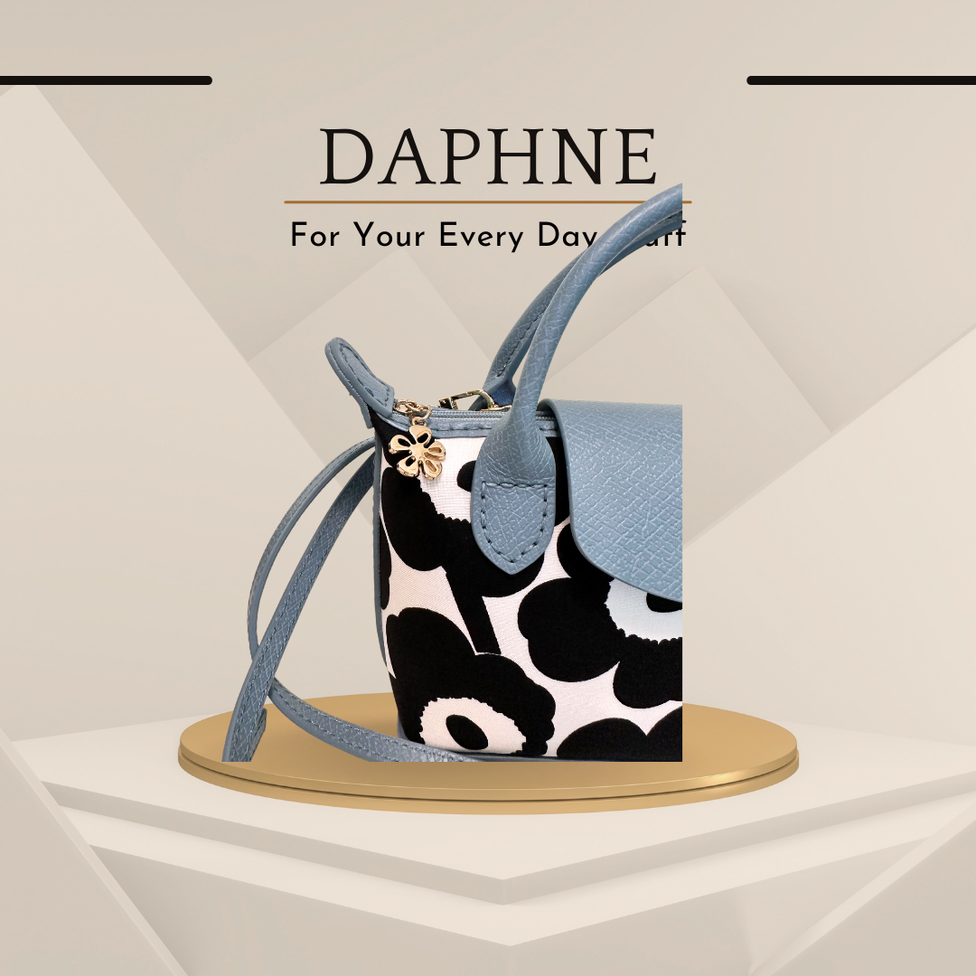 《手縫皮系列》 Daphne bag - Black Tweed (現)
