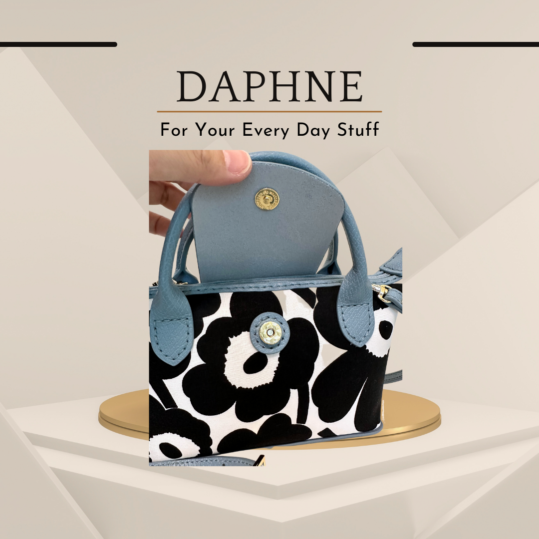 《手縫皮系列》 Daphne bag - Black Tweed (現)