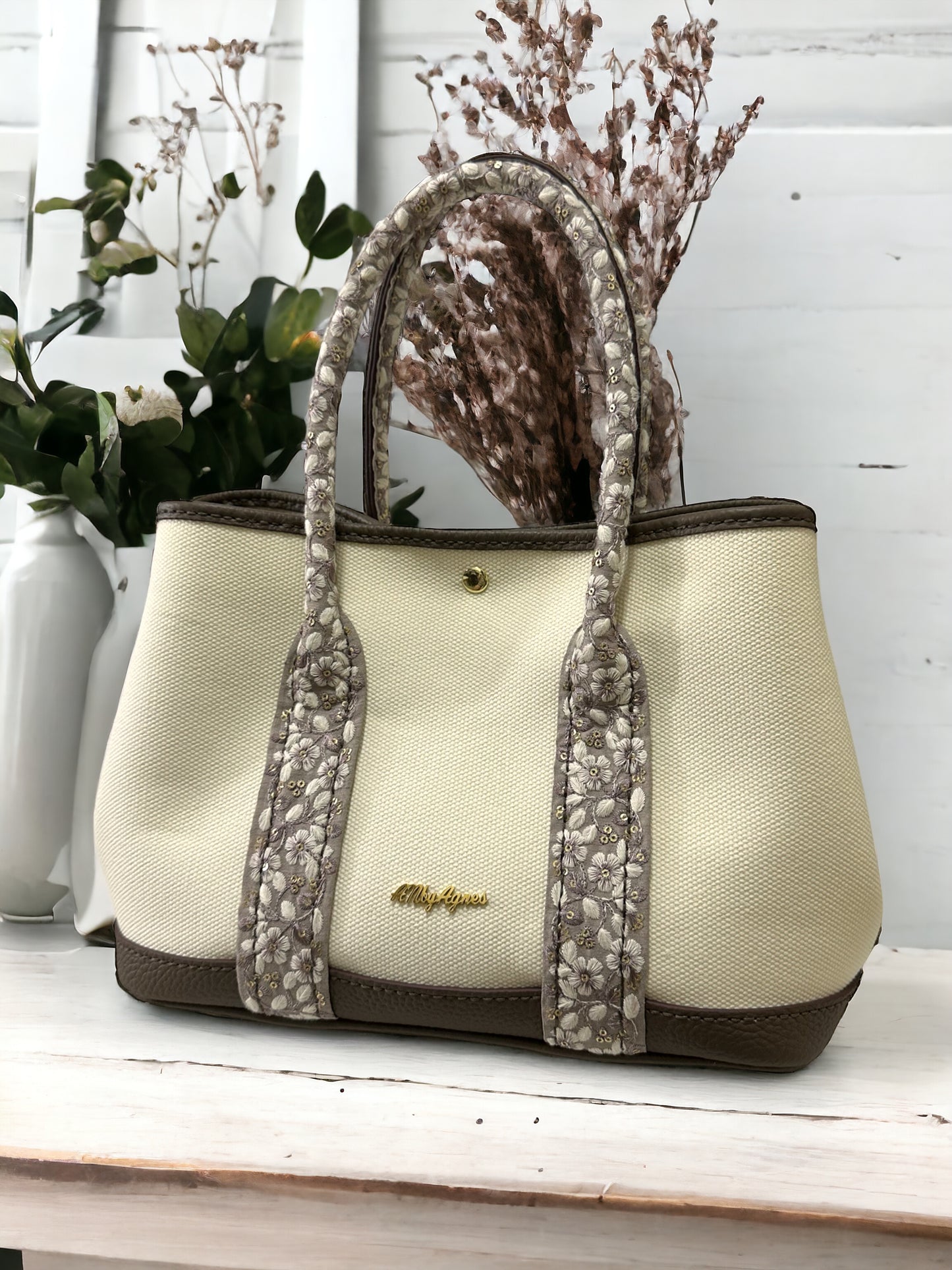 《手縫皮系列》Limited Edition Embordery handle Renee bag