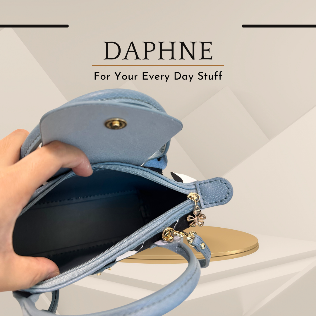 《手縫皮系列》 Daphne bag - Black Tweed (現)