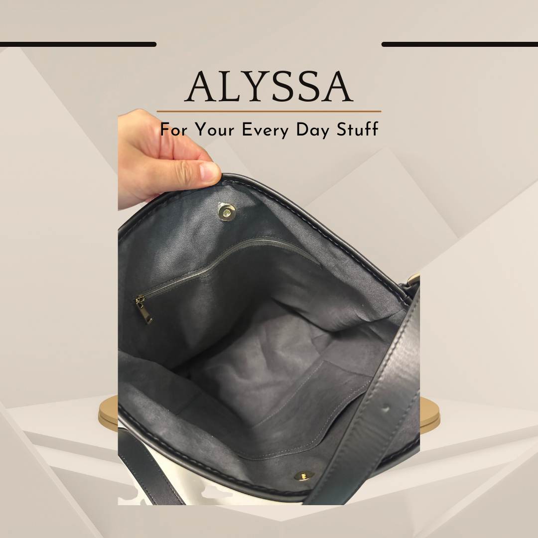 《手縫皮系列》 Alyssa bag - Grey leather / BK (現)