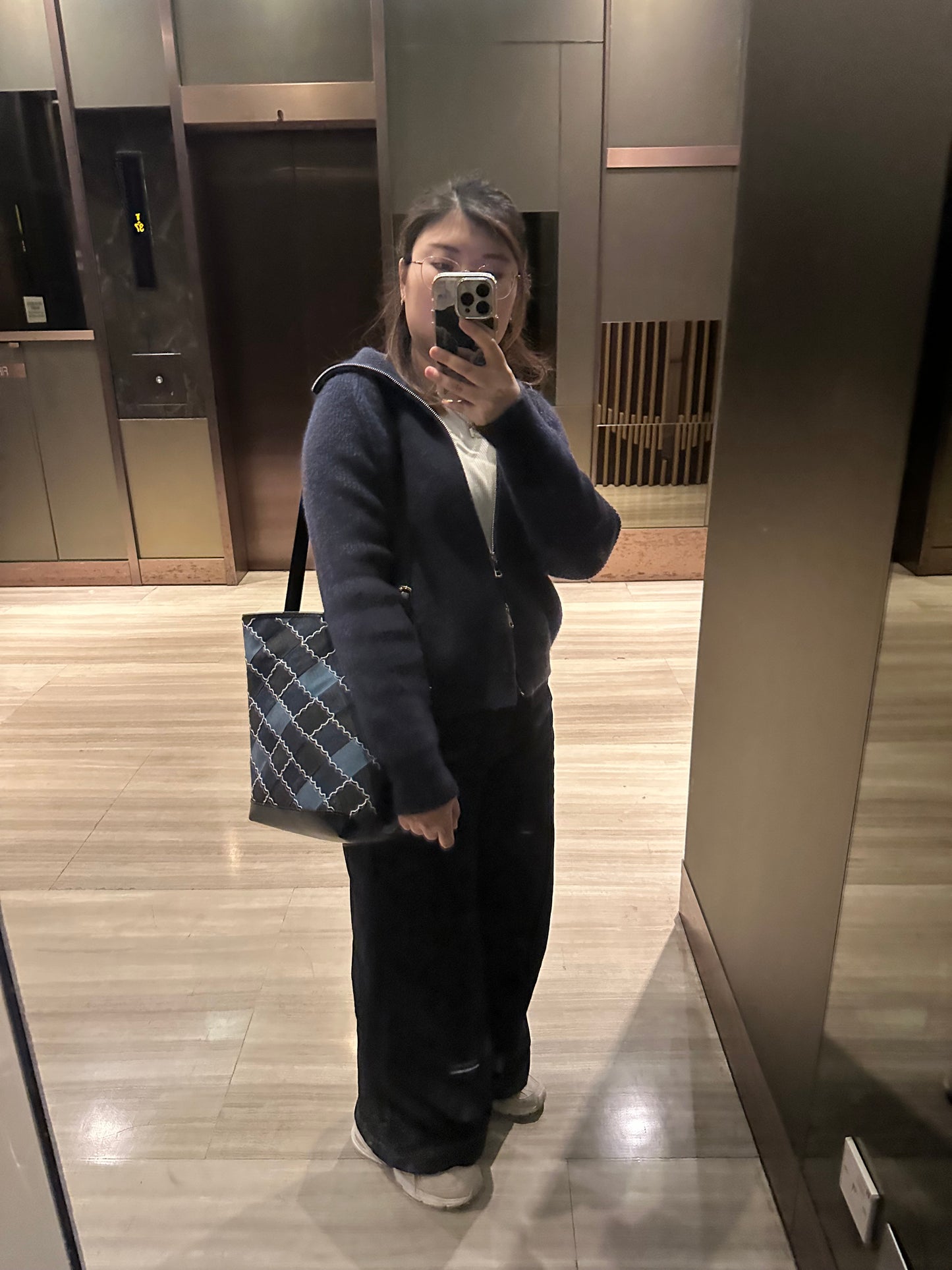 《手縫皮系列》 Alyssa bag - 編織牛仔/ BK (現)