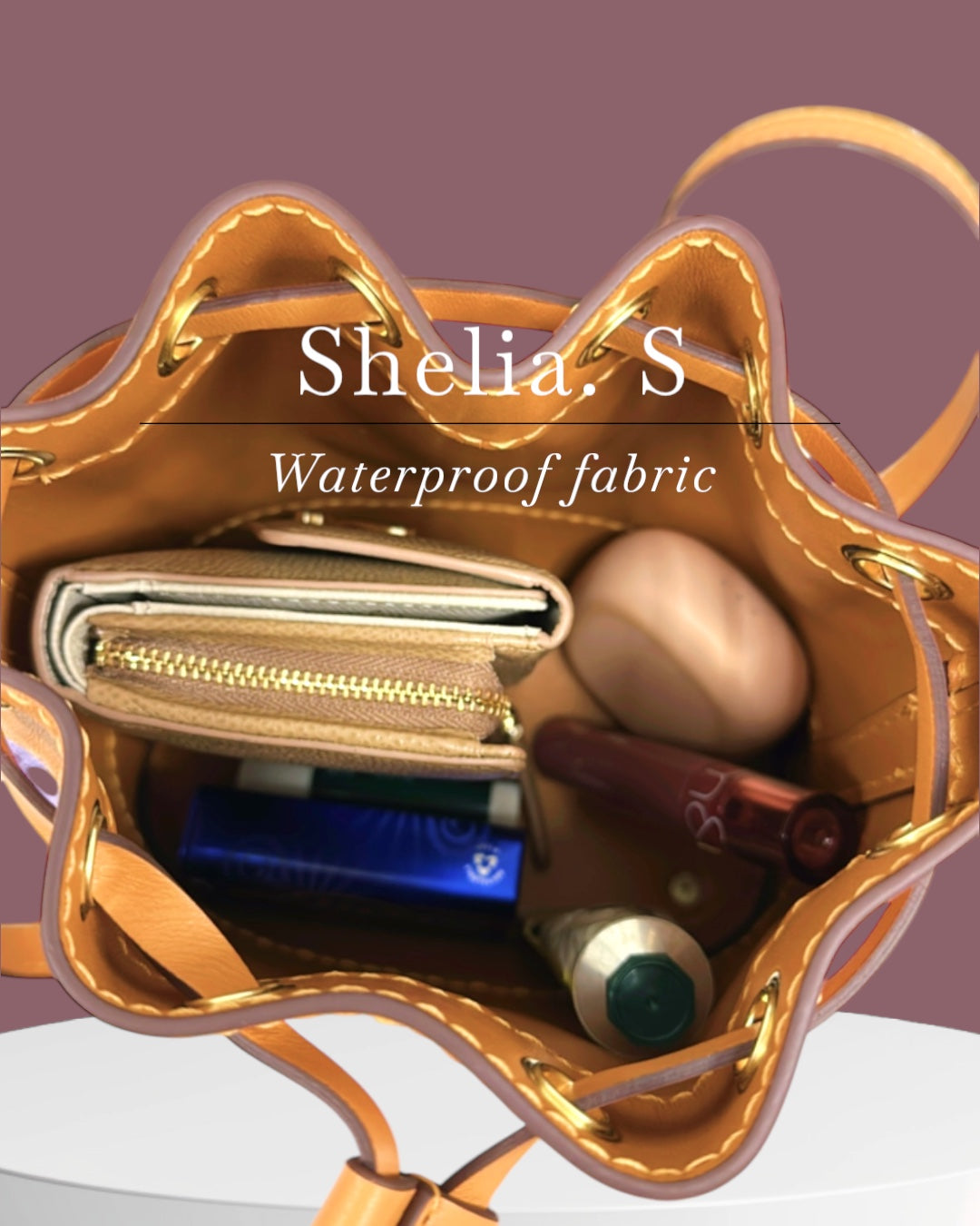 《手縫皮系列》 Shelia. S - 防潑水紫/棕黃皮 (現)