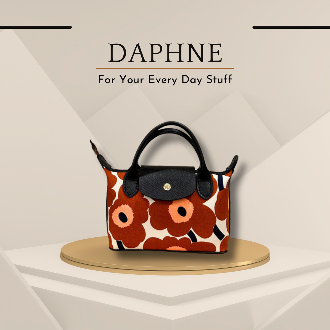 《手縫皮系列》 Daphne bag - Marimekko sunset (現)