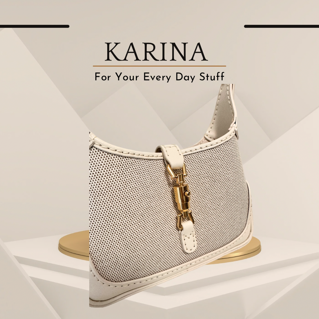 《手縫皮系列》Karina bag - 帆布/白皮