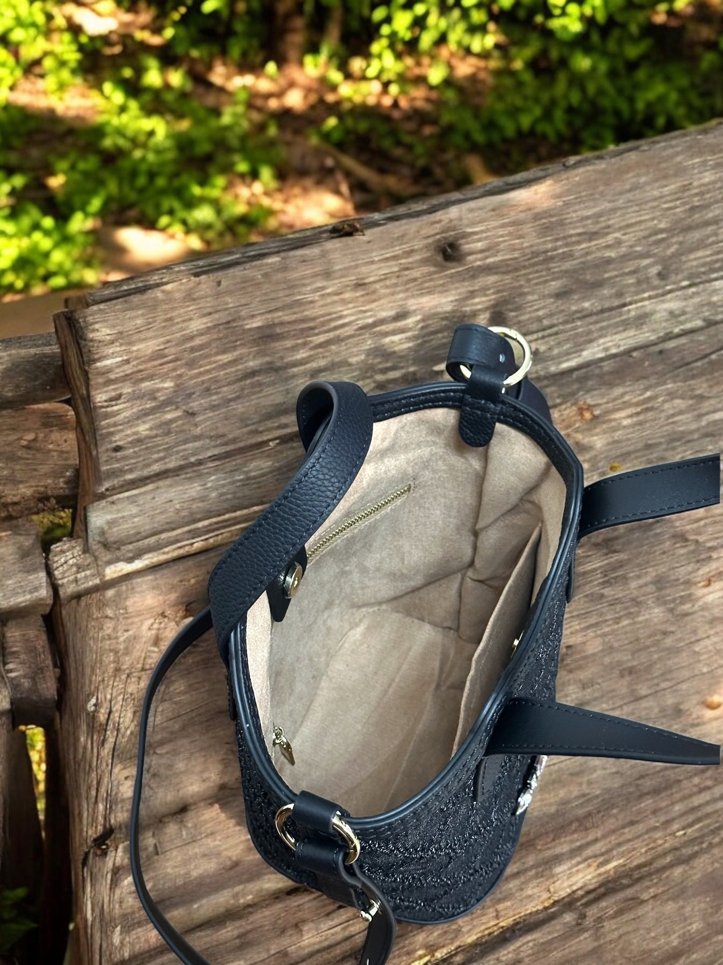 《手縫皮系列》 Anya Bag - Textured Denim