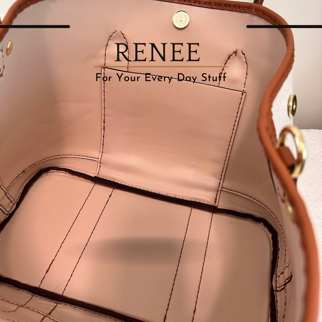 《手縫皮系列》Renee bag - 全皮/棕