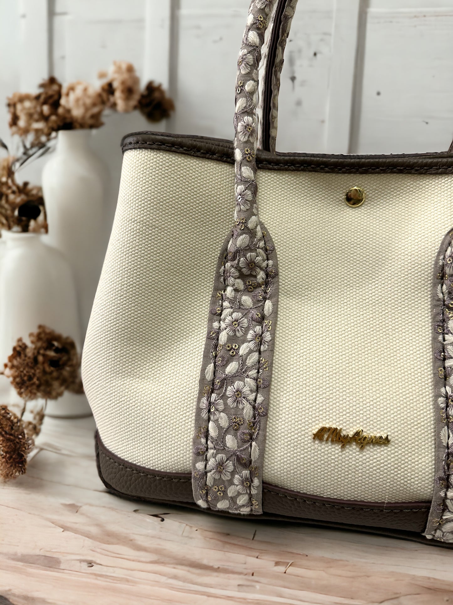 《手縫皮系列》Limited Edition Embordery handle Renee bag
