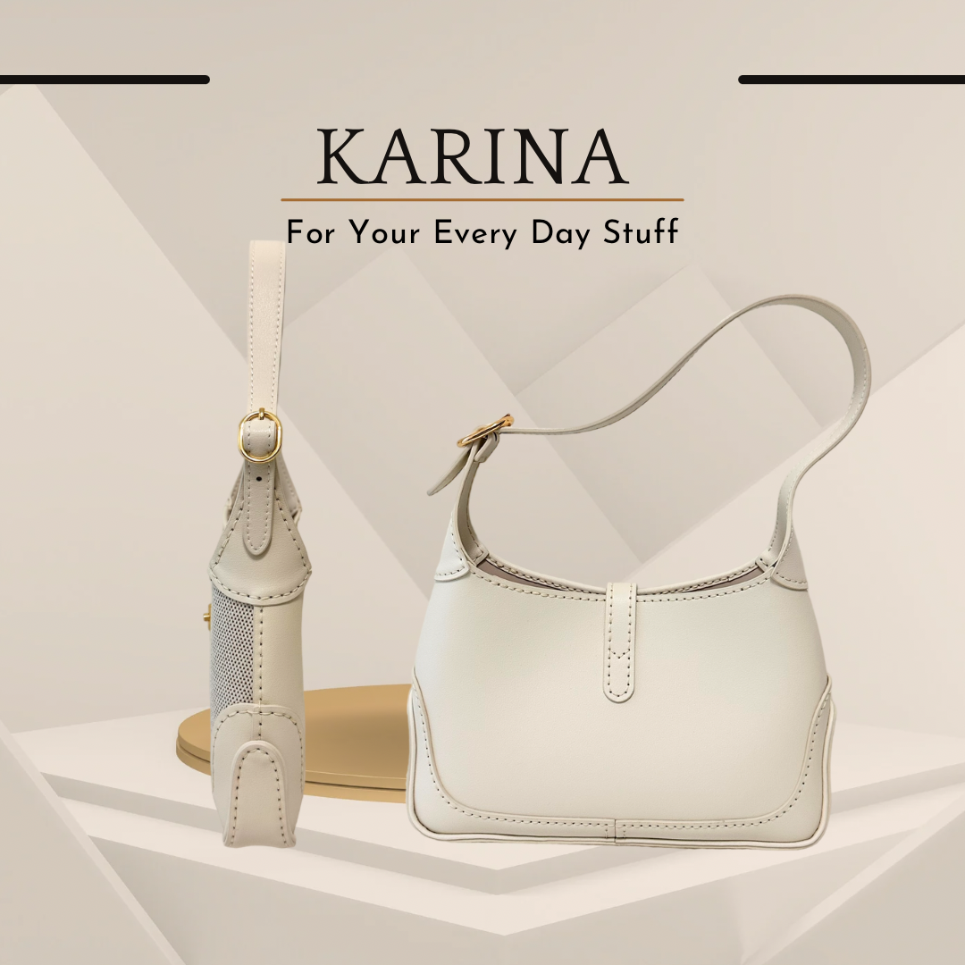 《手縫皮系列》Karina bag - 帆布/白皮