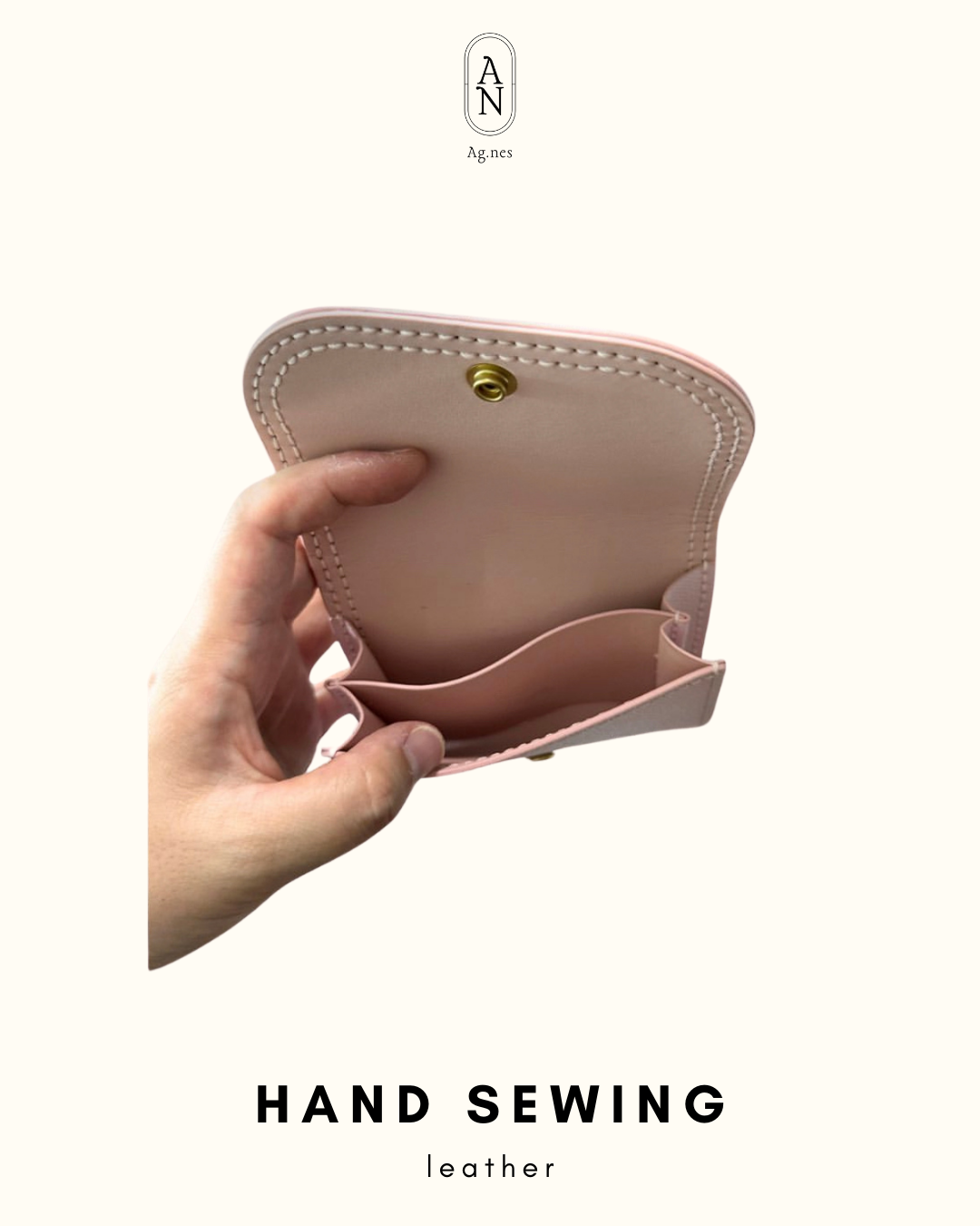 《手縫皮系列》短銀包 - 冇拉鏈
