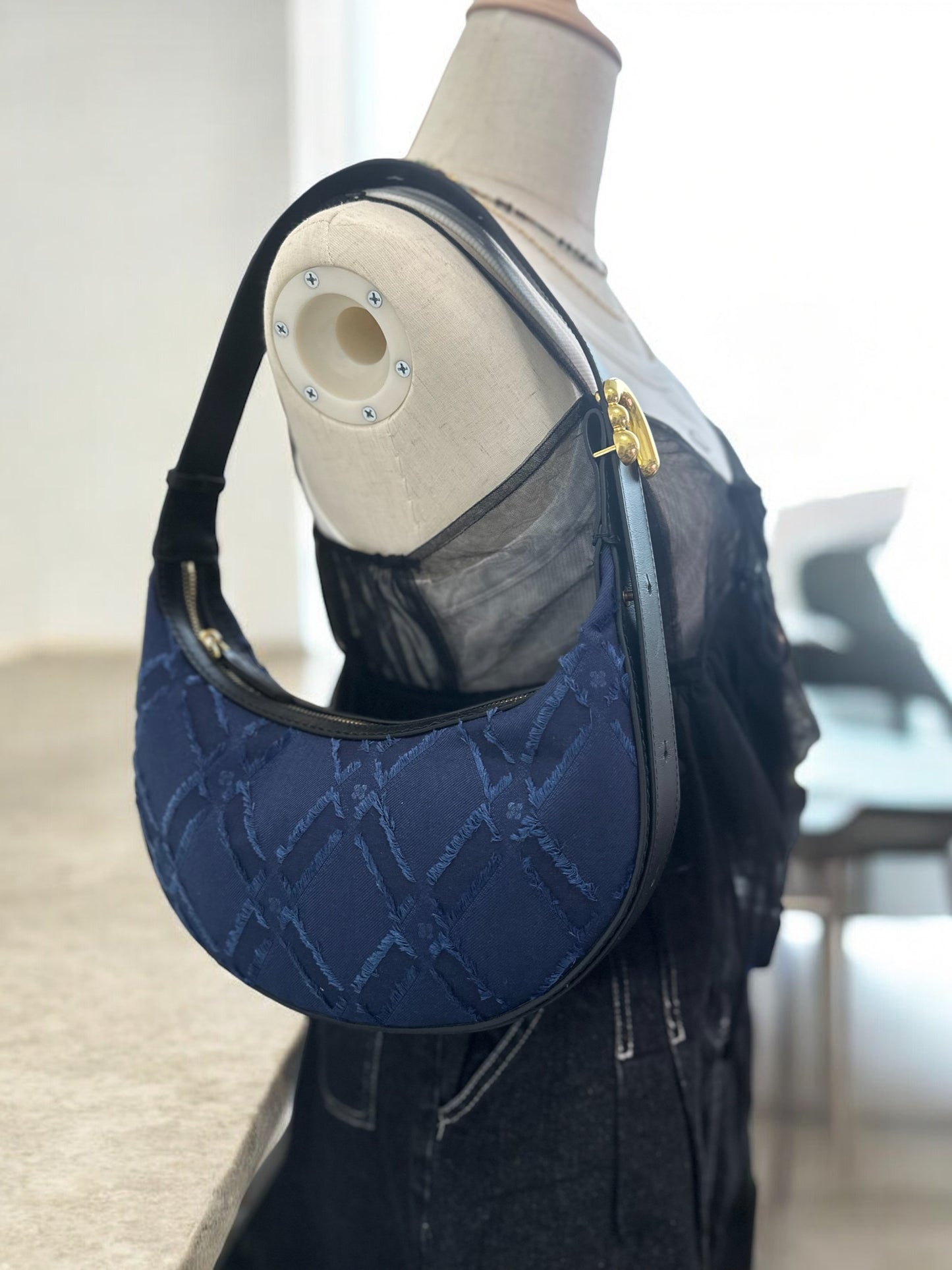 《手縫皮系列》Aurora bag - 剪花棉布