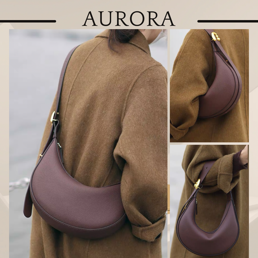 《手縫皮系列》Aurora bag - 全皮啡色