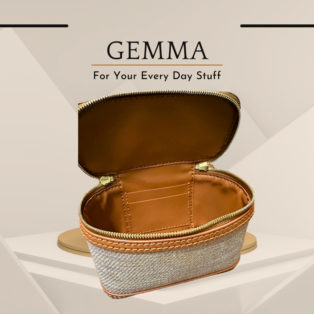《手縫皮系列》  Gemma bag - Marimekko 灰白花