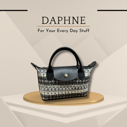 《手縫皮系列》  Daphne bag - Black Tweed （現）