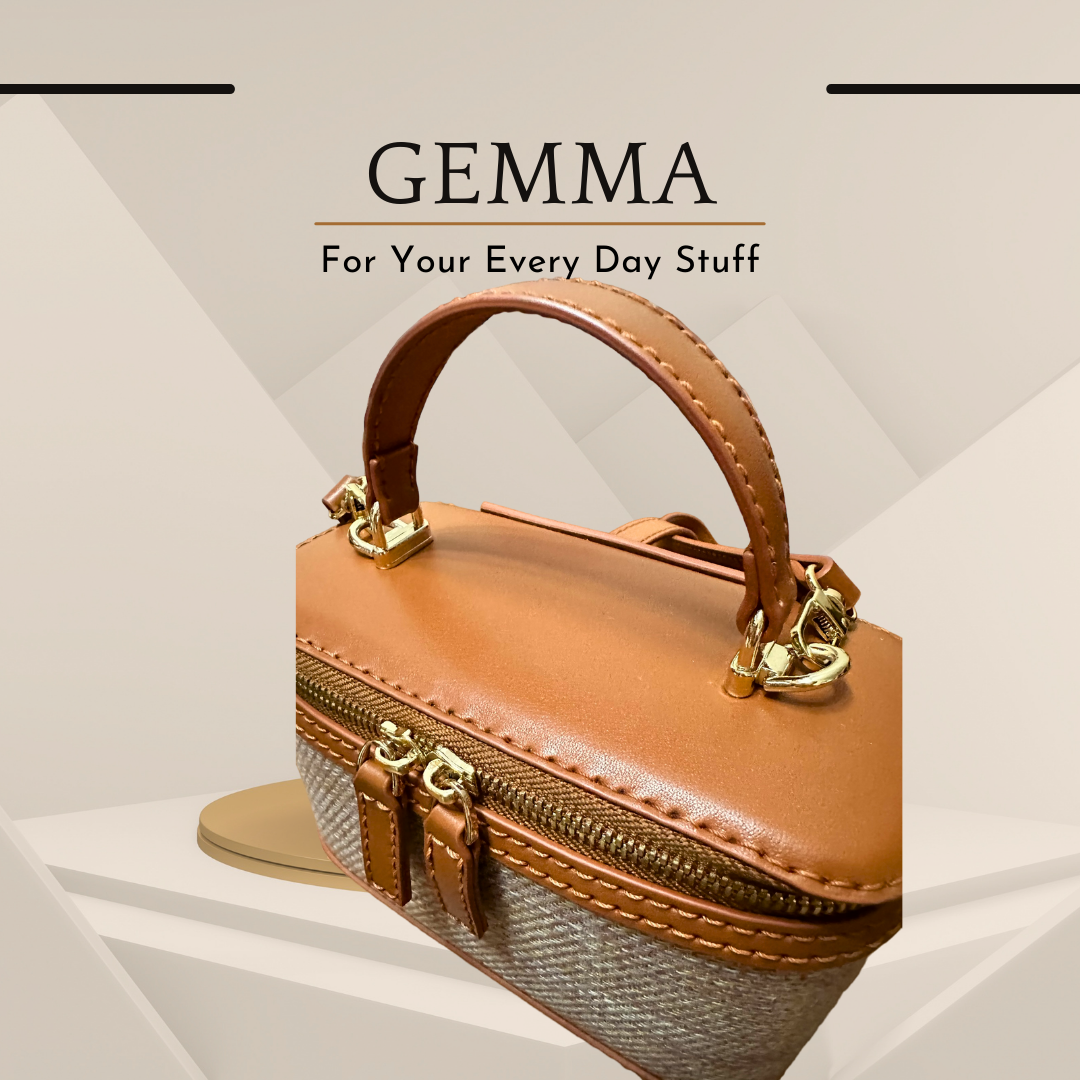 《手縫皮系列》  Gemma bag - Marimekko 灰白花