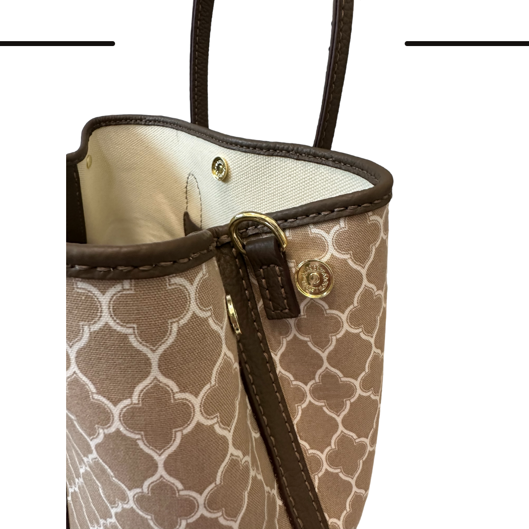 《手縫皮系列》Renee bag - 圖騰/可可色皮 size L