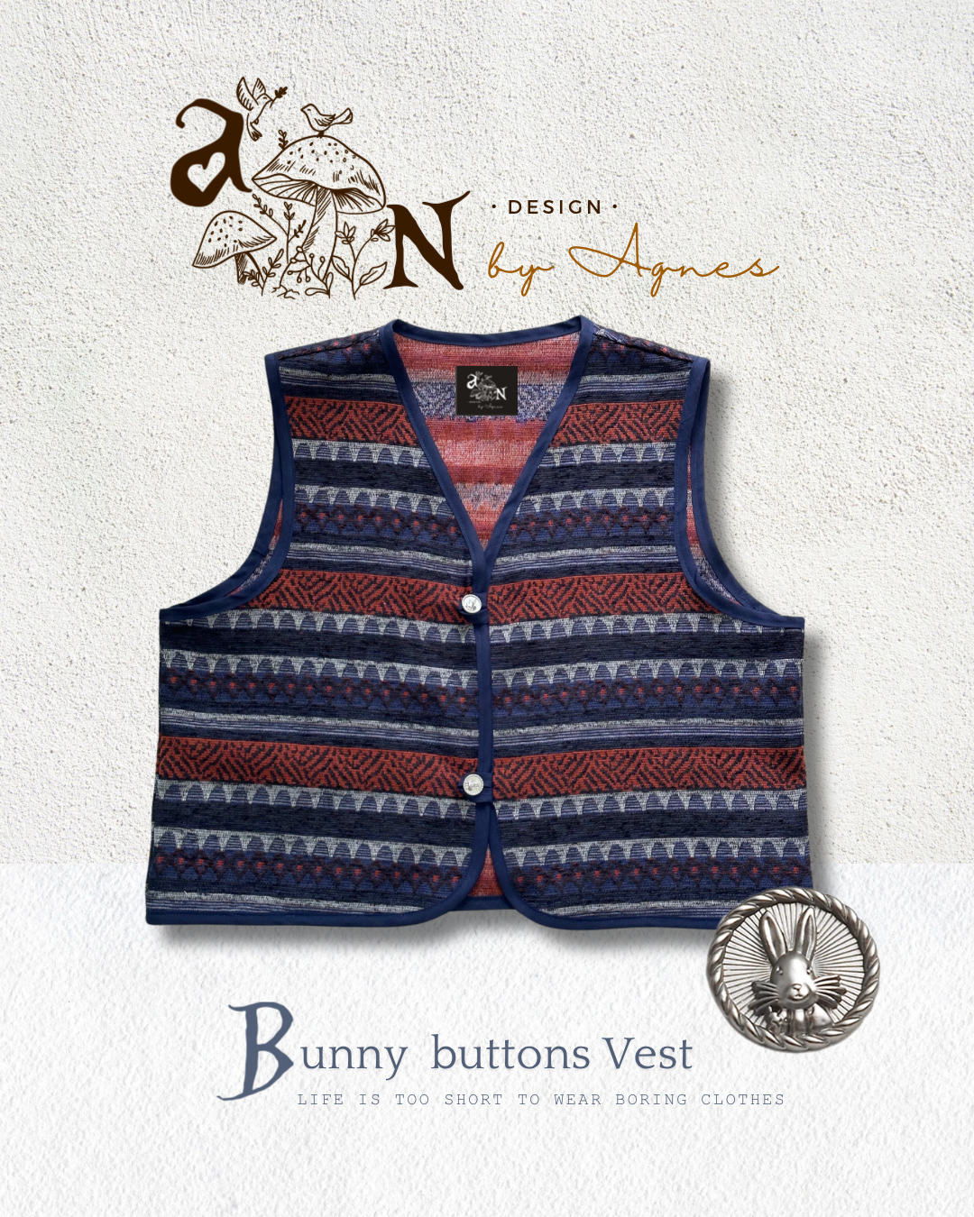 🌟限量🌟AN design Ribbit button Vest🐰