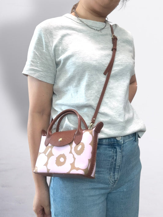 《手縫皮系列》  Daphne bag - Marimekko Pink