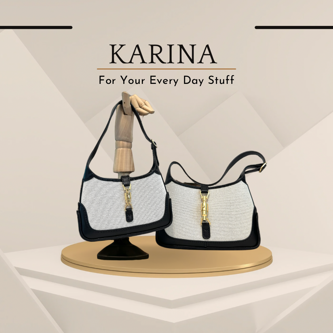 《手縫皮系列》Karina bag - 帆布/黑皮(現貨係灣仔寄賣點）