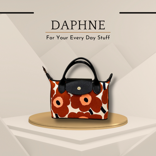 《手縫皮系列》  Daphne bag - Marimekko sunset （現）
