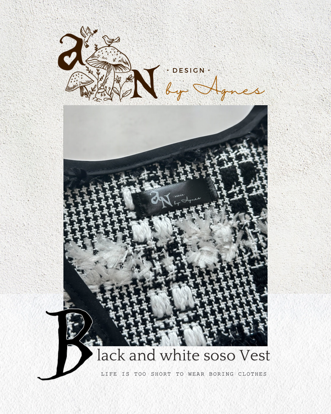🌟限量🌟AN design B&W Soso Tweed Vest