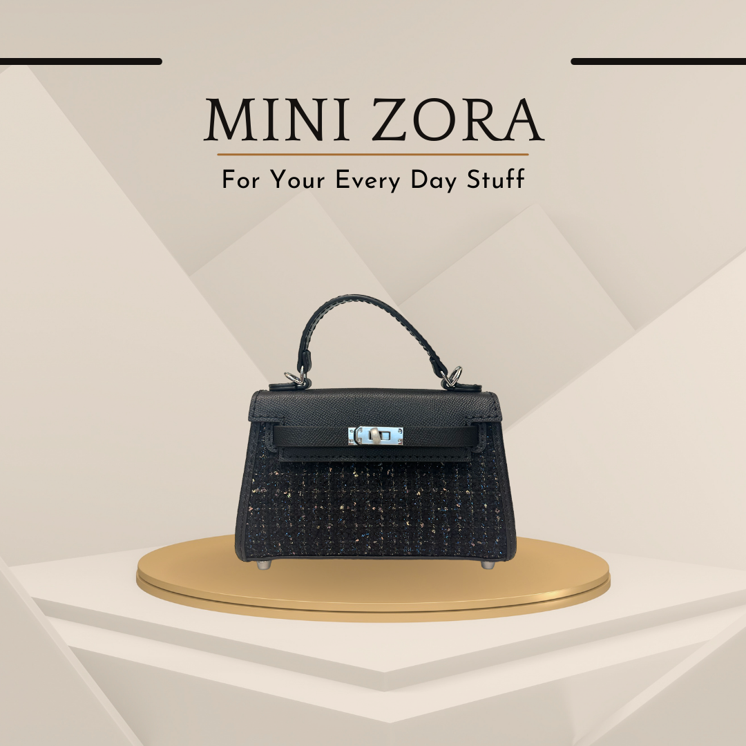 《手縫皮系列》  Zora bag - Bling Bling Black Tweed/BK （H…the corner寄賣中）