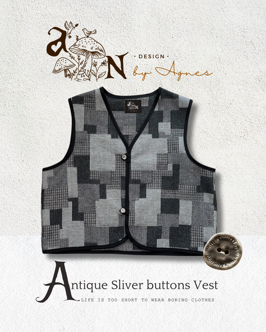 🌟限量🌟AN design Antique buttons Vest - Denim black