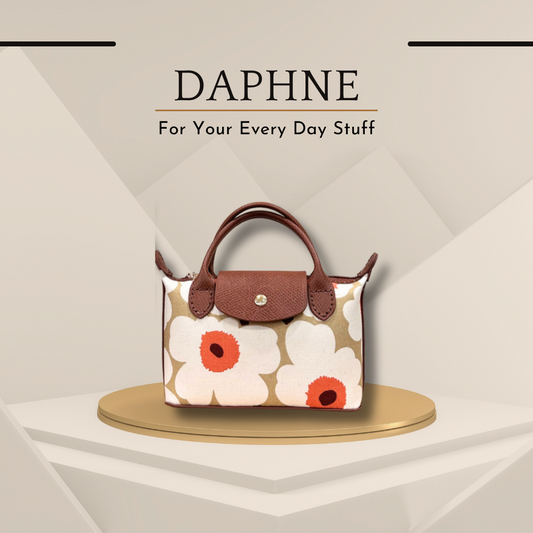 《手縫皮系列》  Daphne bag - Marimekko milktea （現）