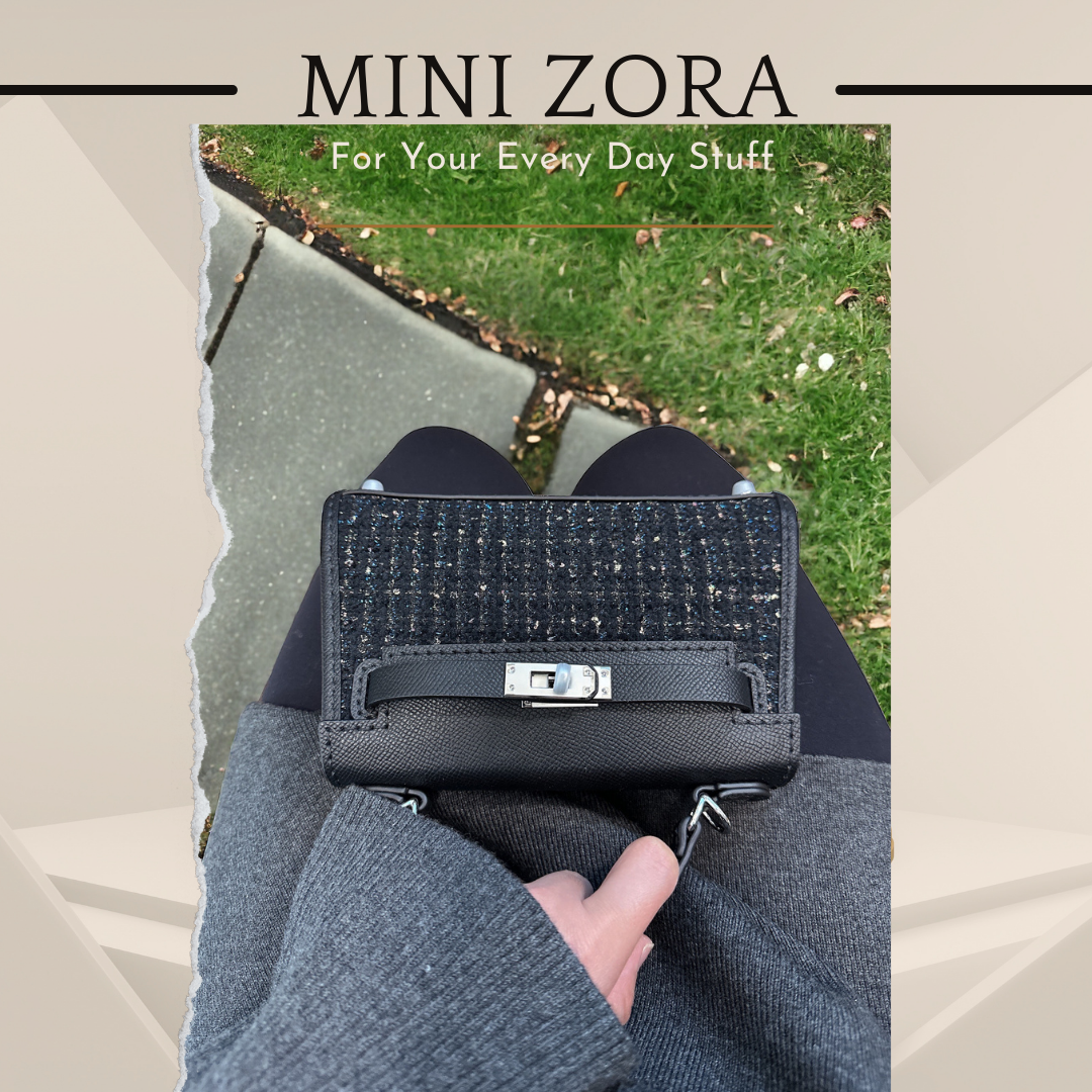 《手縫皮系列》  Zora bag - Bling Bling Black Tweed/BK （H…the corner寄賣中）