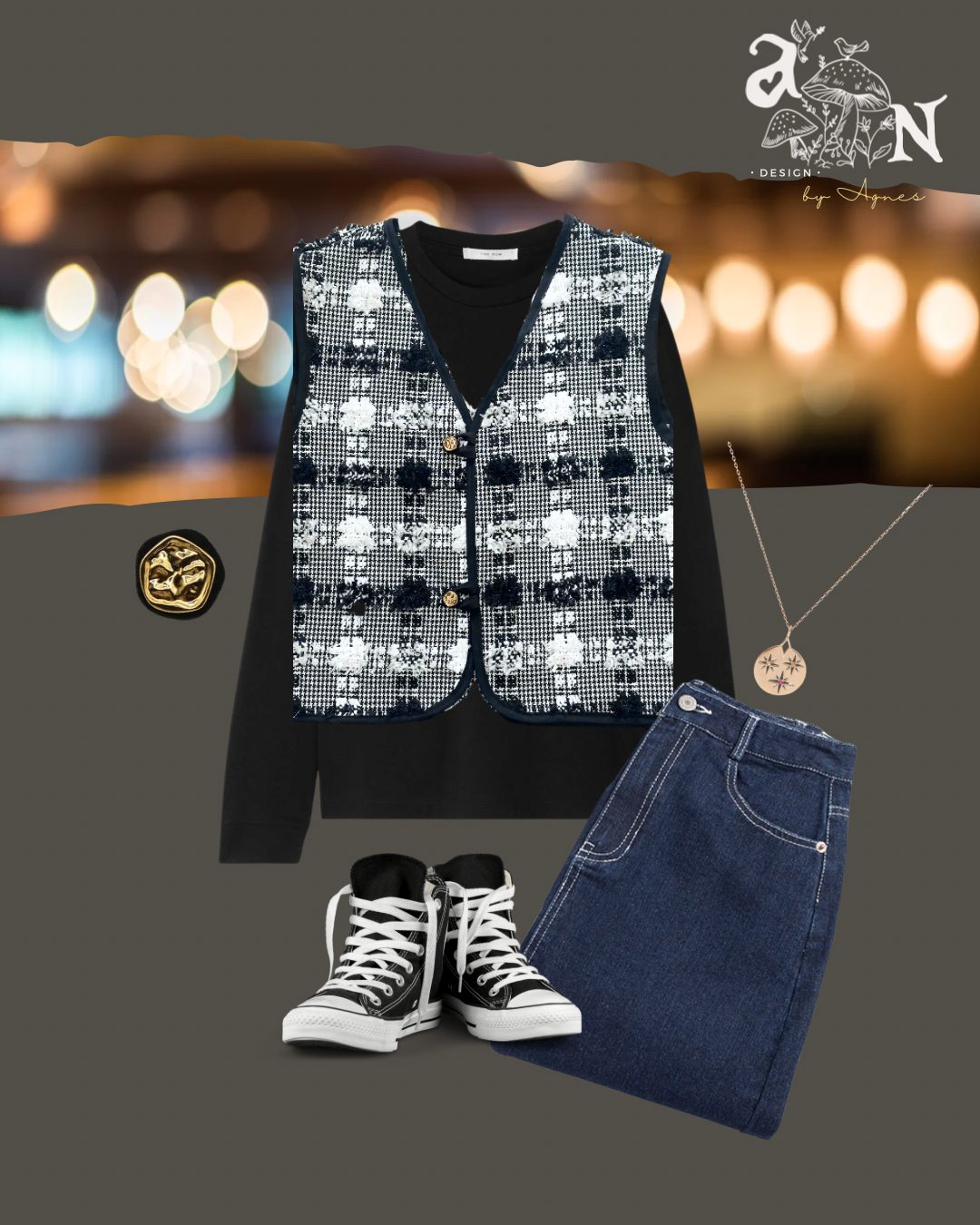 🌟限量🌟AN design B&W Soso Tweed Vest