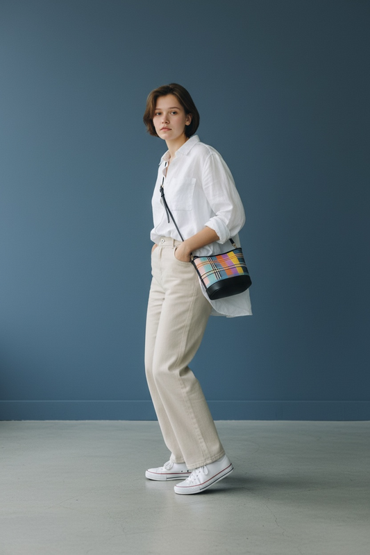 《手縫皮系列》 Aileen Bag - Colour plaid (@H…the corner寄賣）