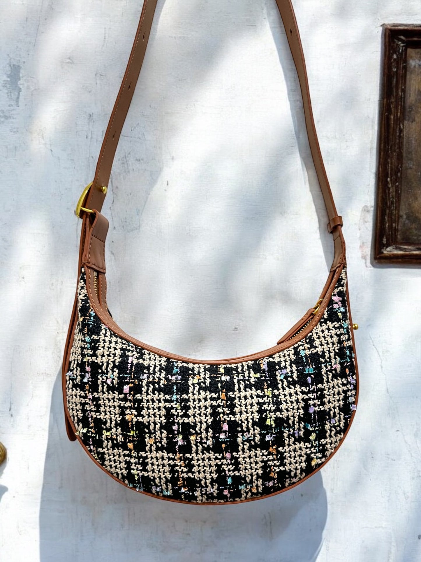 《手縫皮系列》Aurora bag - Tweed布