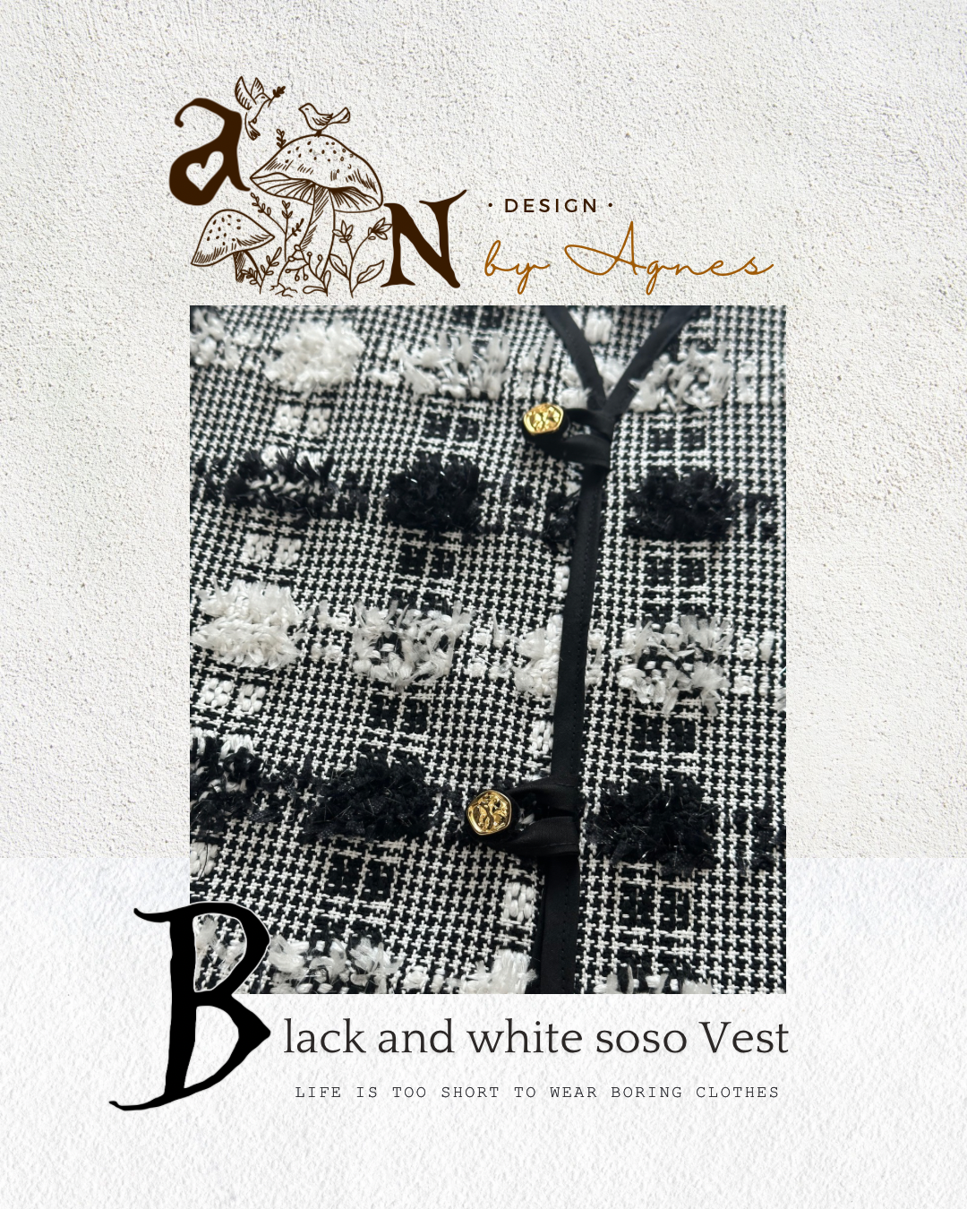 🌟限量🌟AN design B&W Soso Tweed Vest