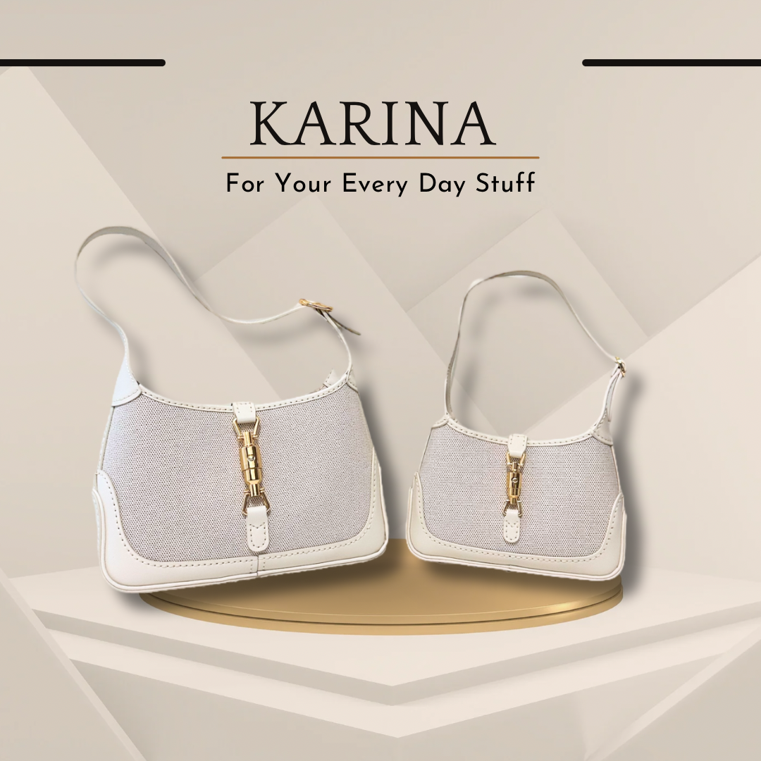《手縫皮系列》Karina bag - 帆布/白皮