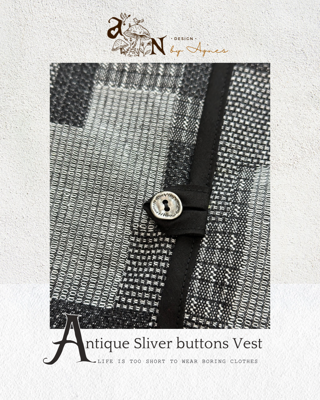 🌟限量🌟AN design Antique buttons Vest - Denim black
