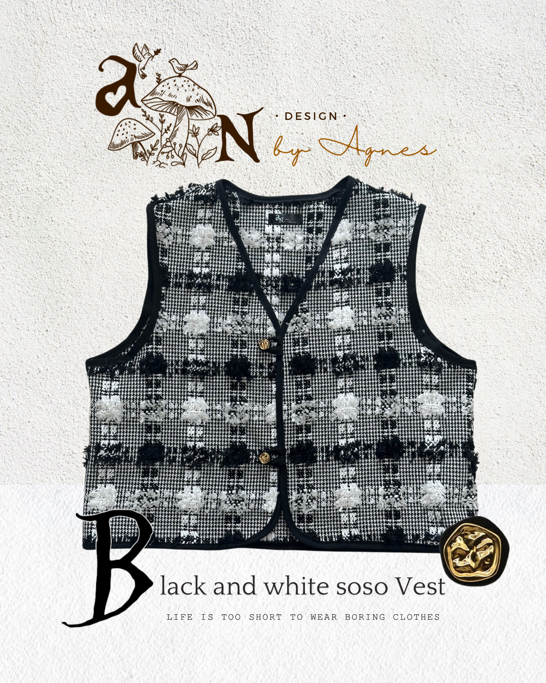 🌟限量🌟AN design B&W Soso Tweed Vest