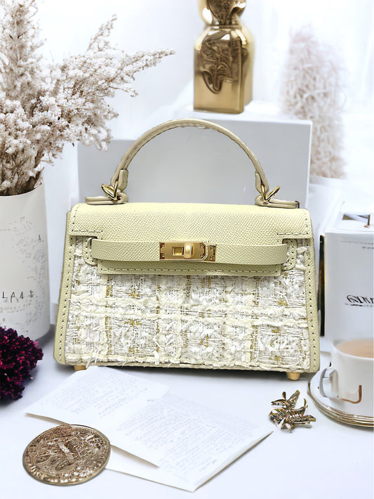 《手縫皮系列》  Zora bag - White tweed （H…the corner寄賣中）