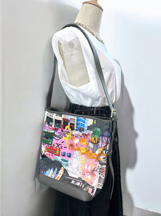 《手縫皮系列》  Alyssa bag - 香港街景 / GY
