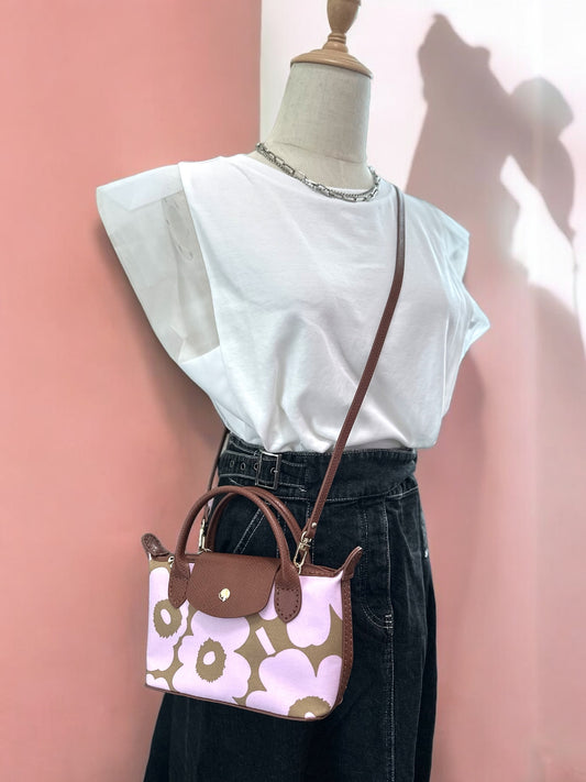 《手縫皮系列》  Daphne bag - Marimekko Pink （現）